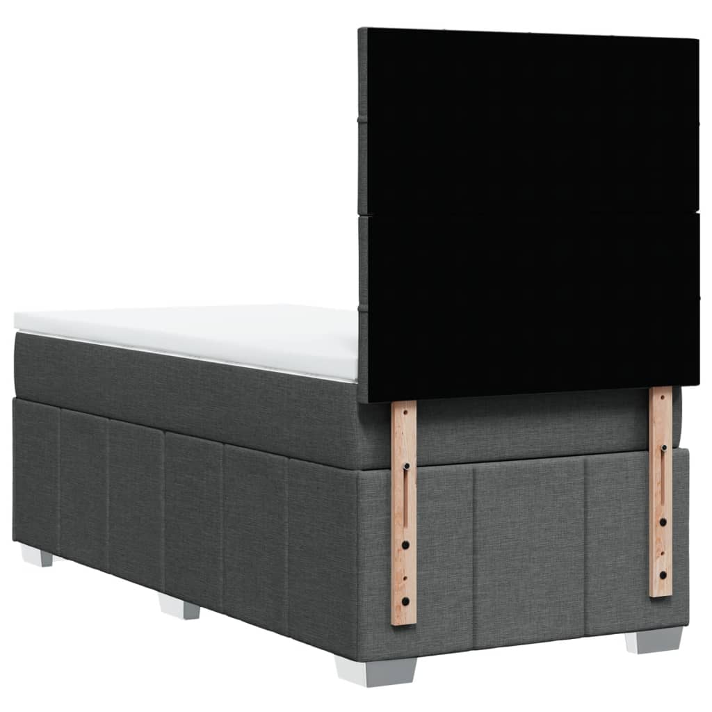 Lit sommier tapissier avec matelas tissu gris foncé 100x200 cm