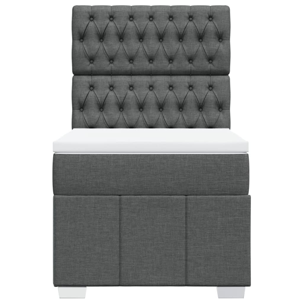 Lit sommier tapissier avec matelas tissu gris foncé 100x200 cm