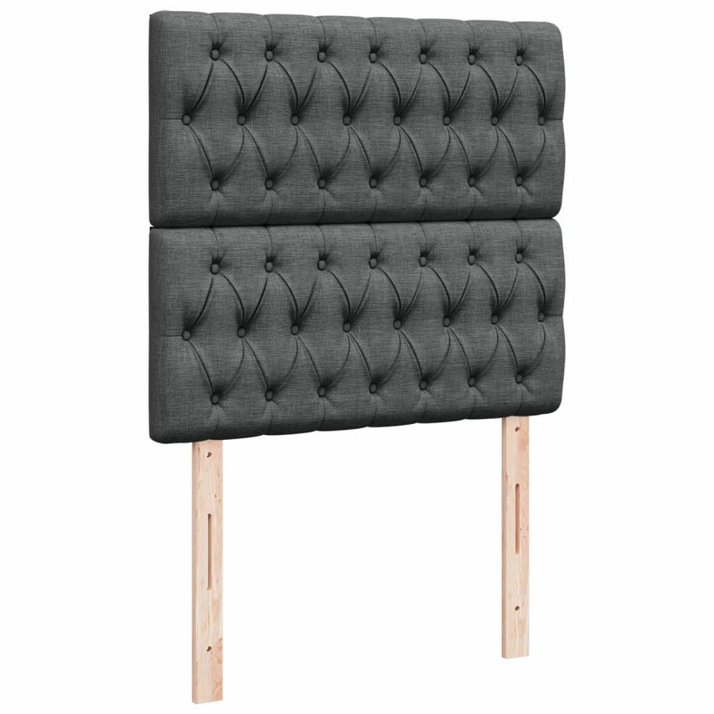 Lit sommier tapissier avec matelas tissu gris foncé 100x200 cm
