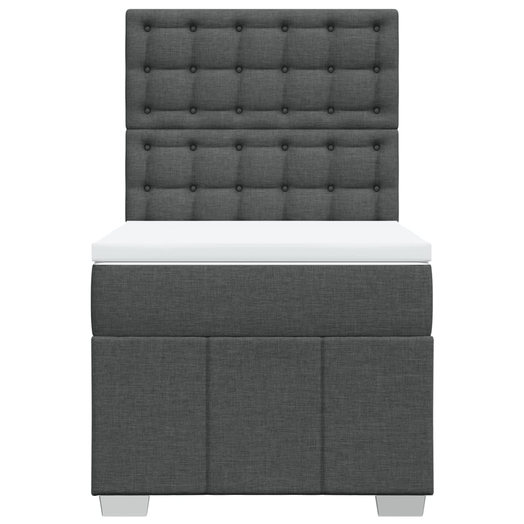 Lit sommier tapissier avec matelas tissu gris foncé 100x200 cm