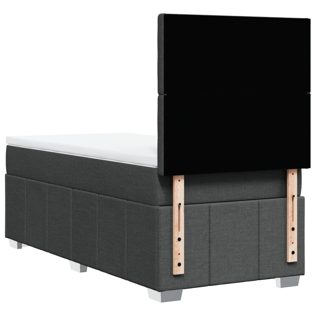 Lit sommier tapissier avec matelas tissu gris foncé 100x200 cm