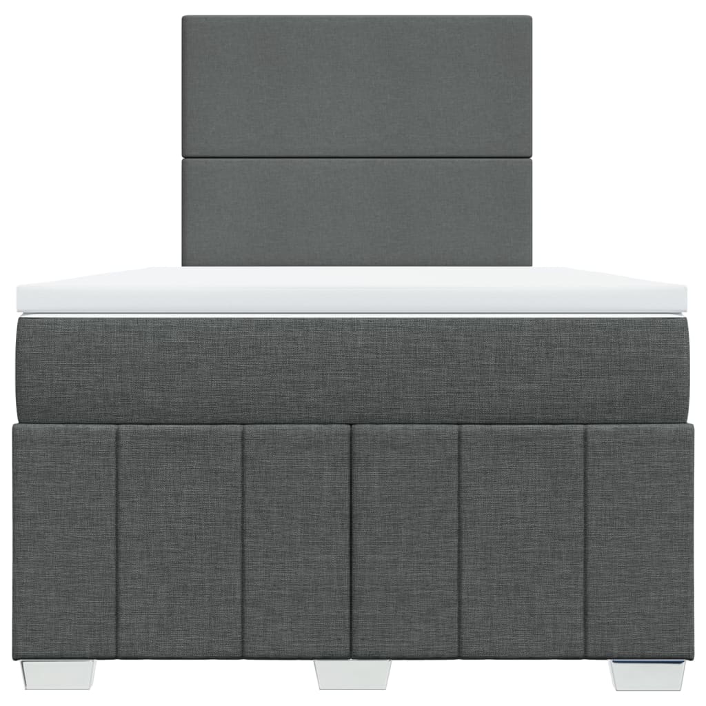 Lit à sommier tapissier avec matelas en tissu gris foncé 120x190 cm