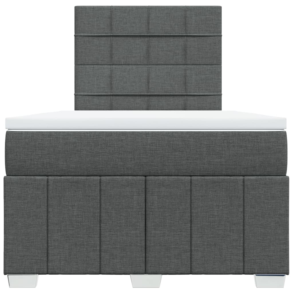 Lit à sommier tapissier avec matelas en tissu gris foncé 120x190 cm