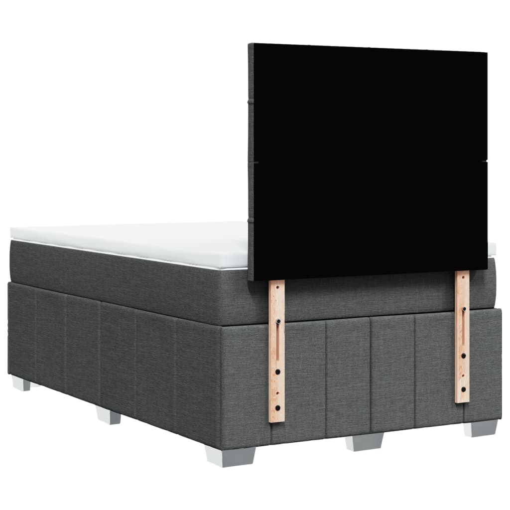 Lit à sommier tapissier avec matelas en tissu gris foncé 120x190 cm