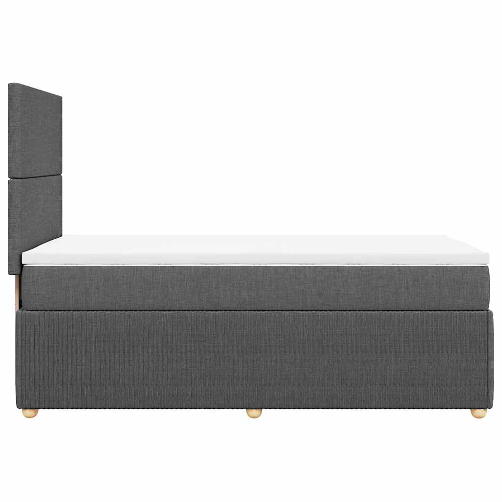 Lit sommier tapissier avec matelas tissu gris foncé 100x200 cm
