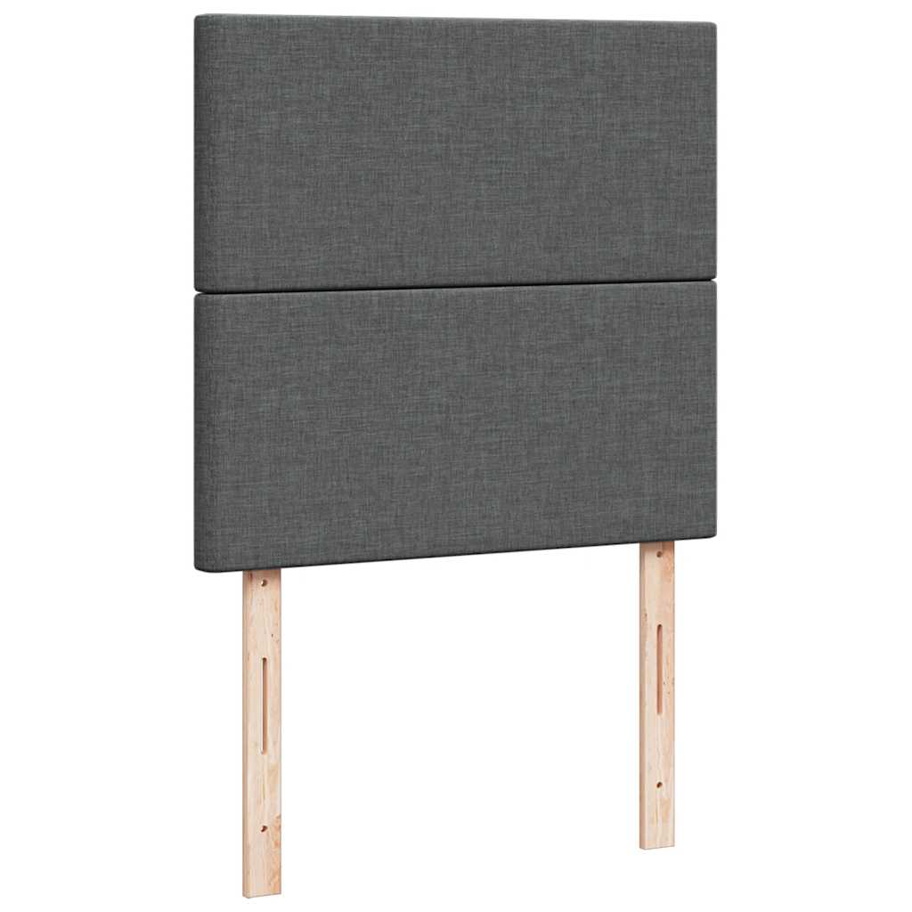 Lit sommier tapissier avec matelas tissu gris foncé 100x200 cm