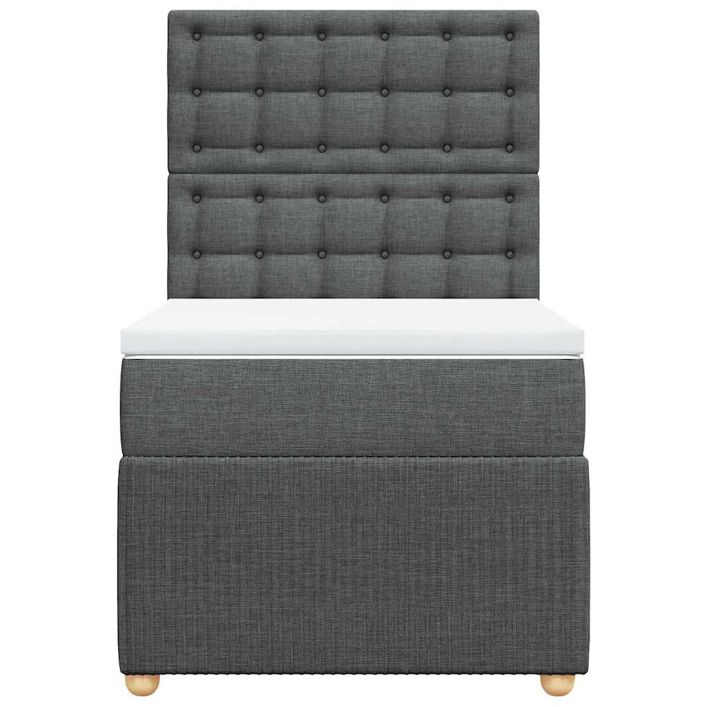 Lit sommier tapissier avec matelas tissu gris foncé 100x200 cm