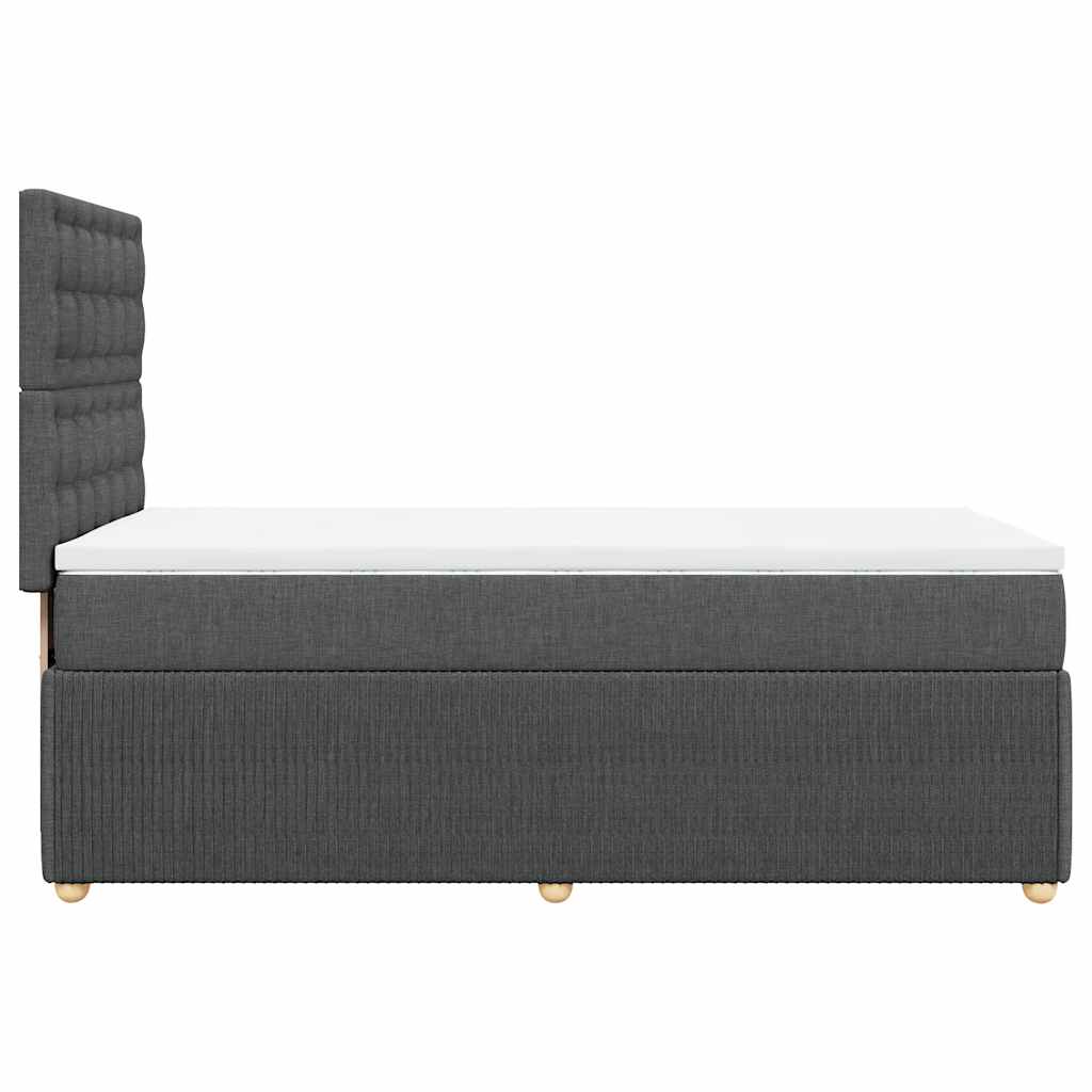 Lit sommier tapissier avec matelas tissu gris foncé 100x200 cm