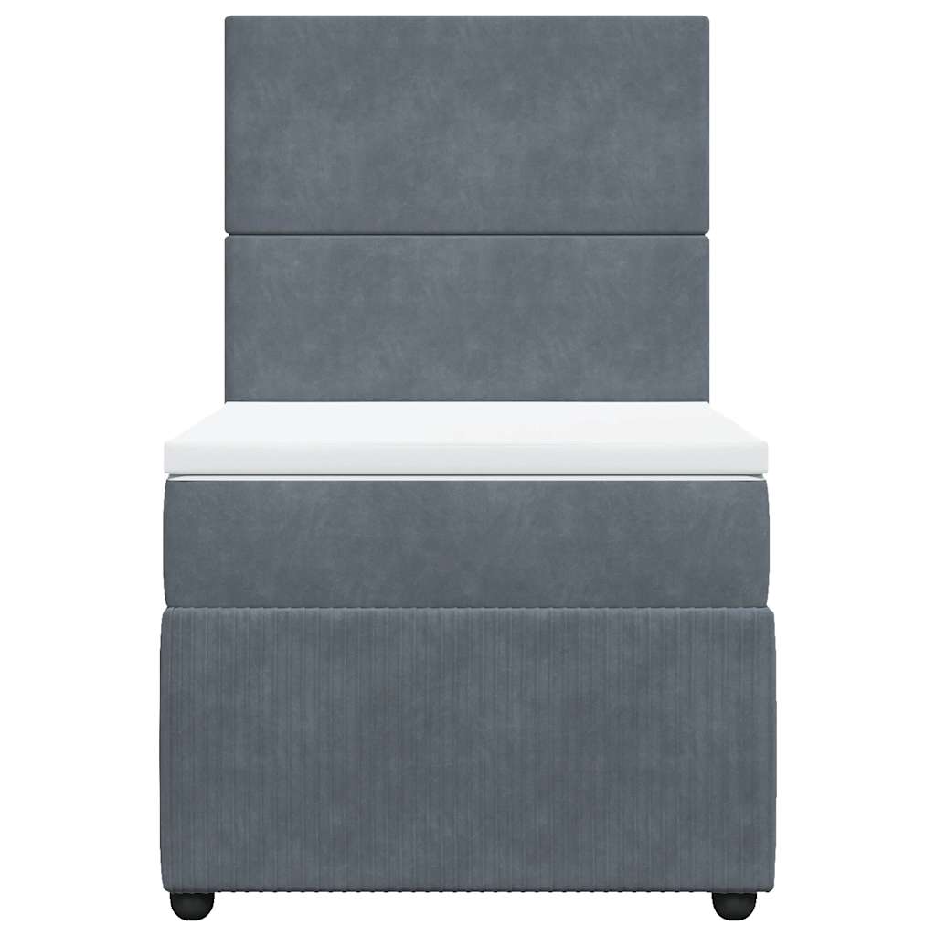 Sommier tapissier avec matelas gris foncé 100x200 cm velours