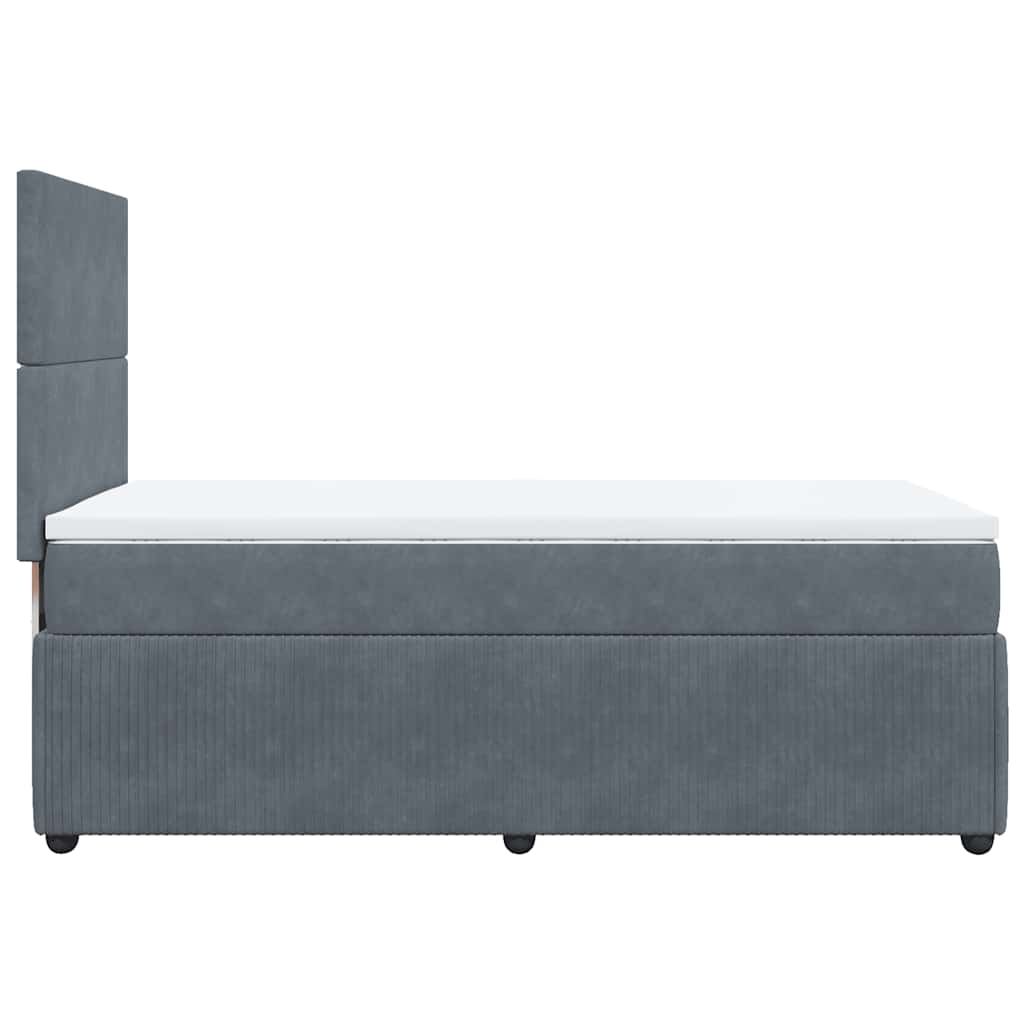 Sommier tapissier avec matelas gris foncé 100x200 cm velours