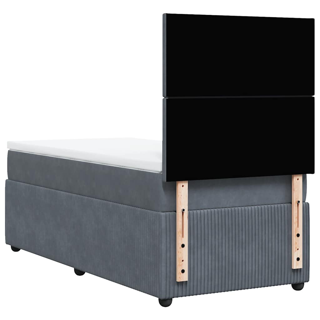 Sommier tapissier avec matelas gris foncé 100x200 cm velours