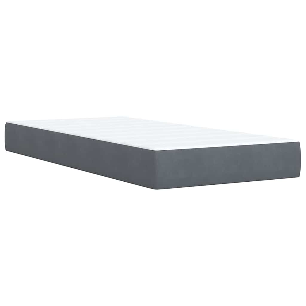 Sommier tapissier avec matelas gris foncé 100x200 cm velours