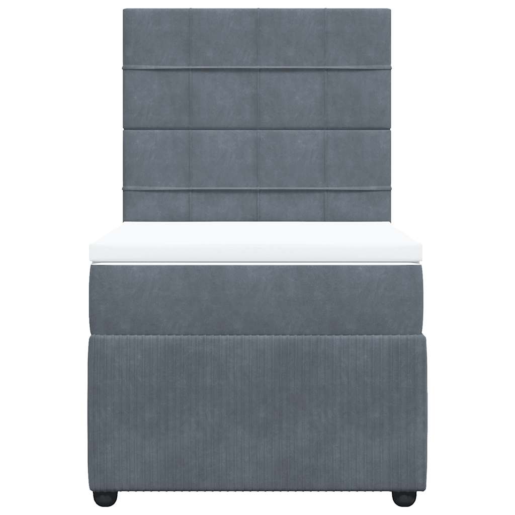 Sommier tapissier avec matelas gris foncé 100x200 cm velours