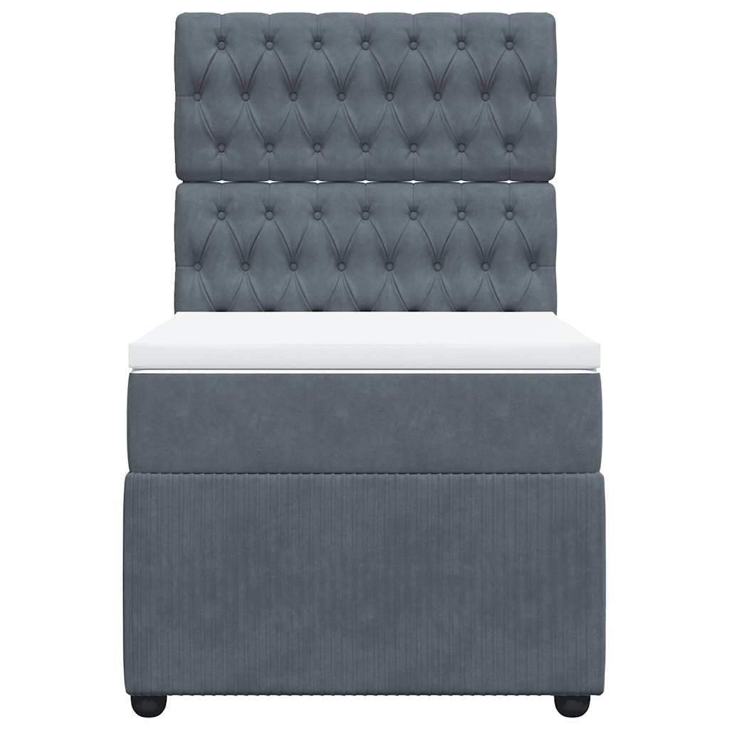 Sommier tapissier avec matelas gris foncé 100x200 cm velours