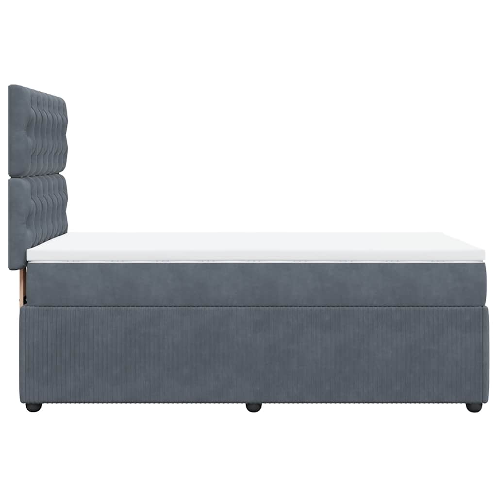 Sommier tapissier avec matelas gris foncé 100x200 cm velours