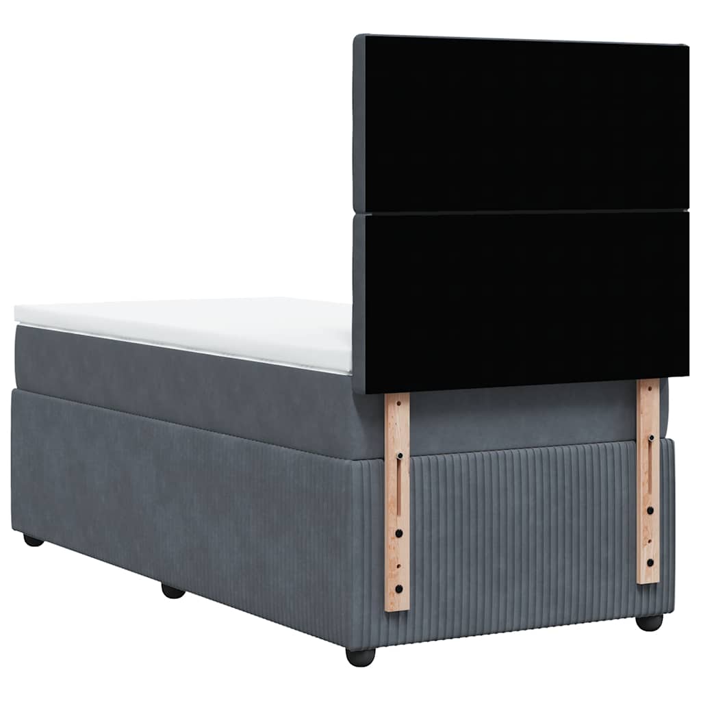 Sommier tapissier avec matelas gris foncé 100x200 cm velours
