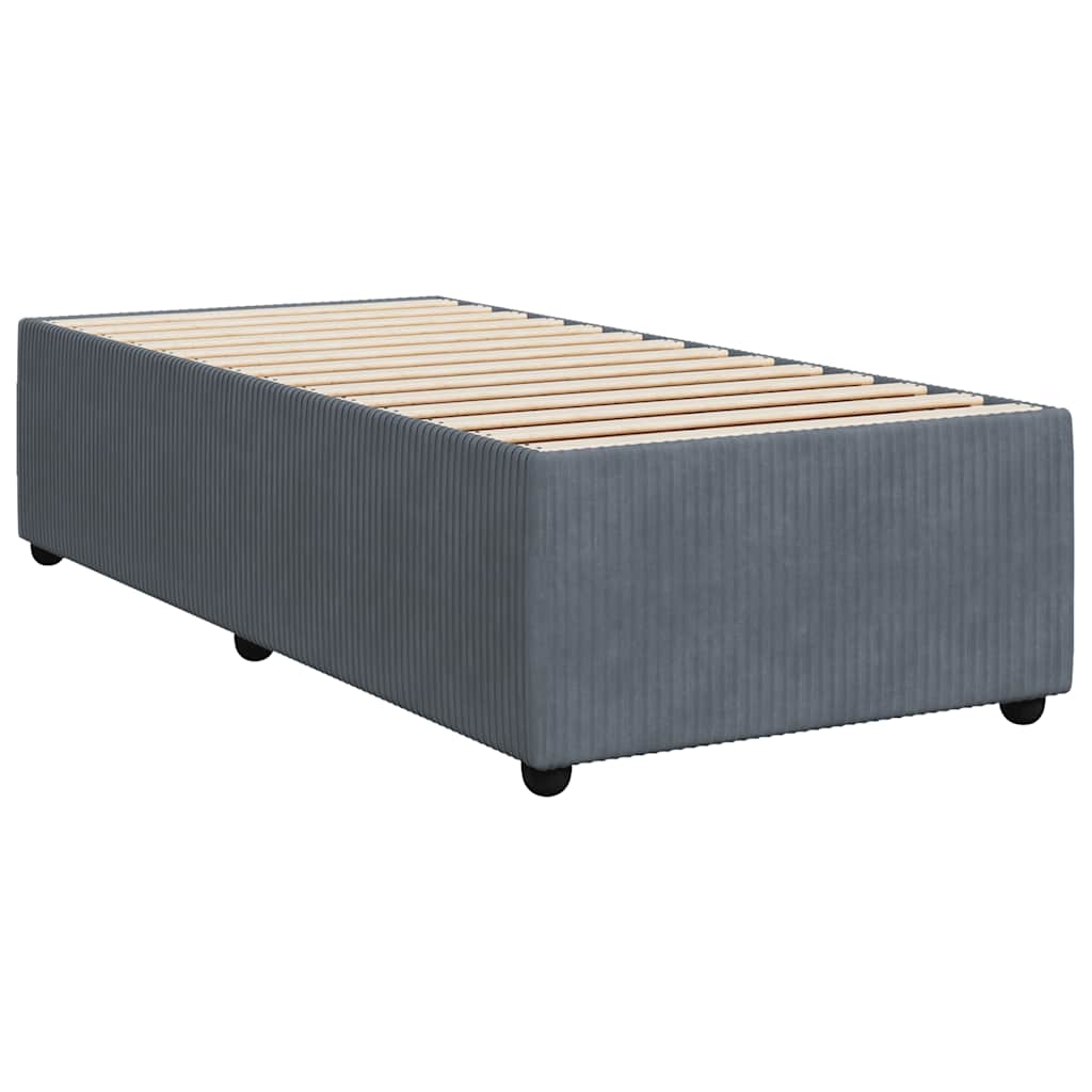Sommier tapissier avec matelas gris foncé 100x200 cm velours