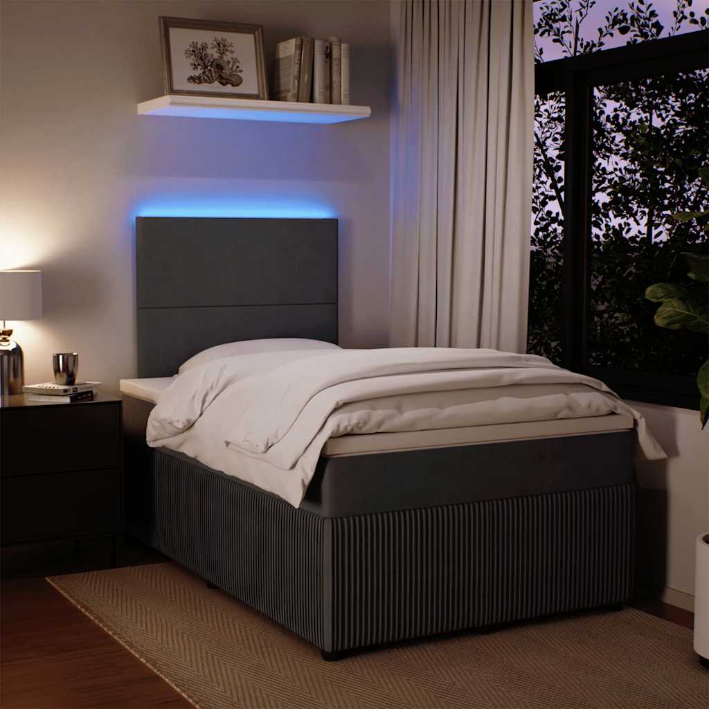 Boxspringbett mit Matratze Dunkelgrau 120x200 cm Samt