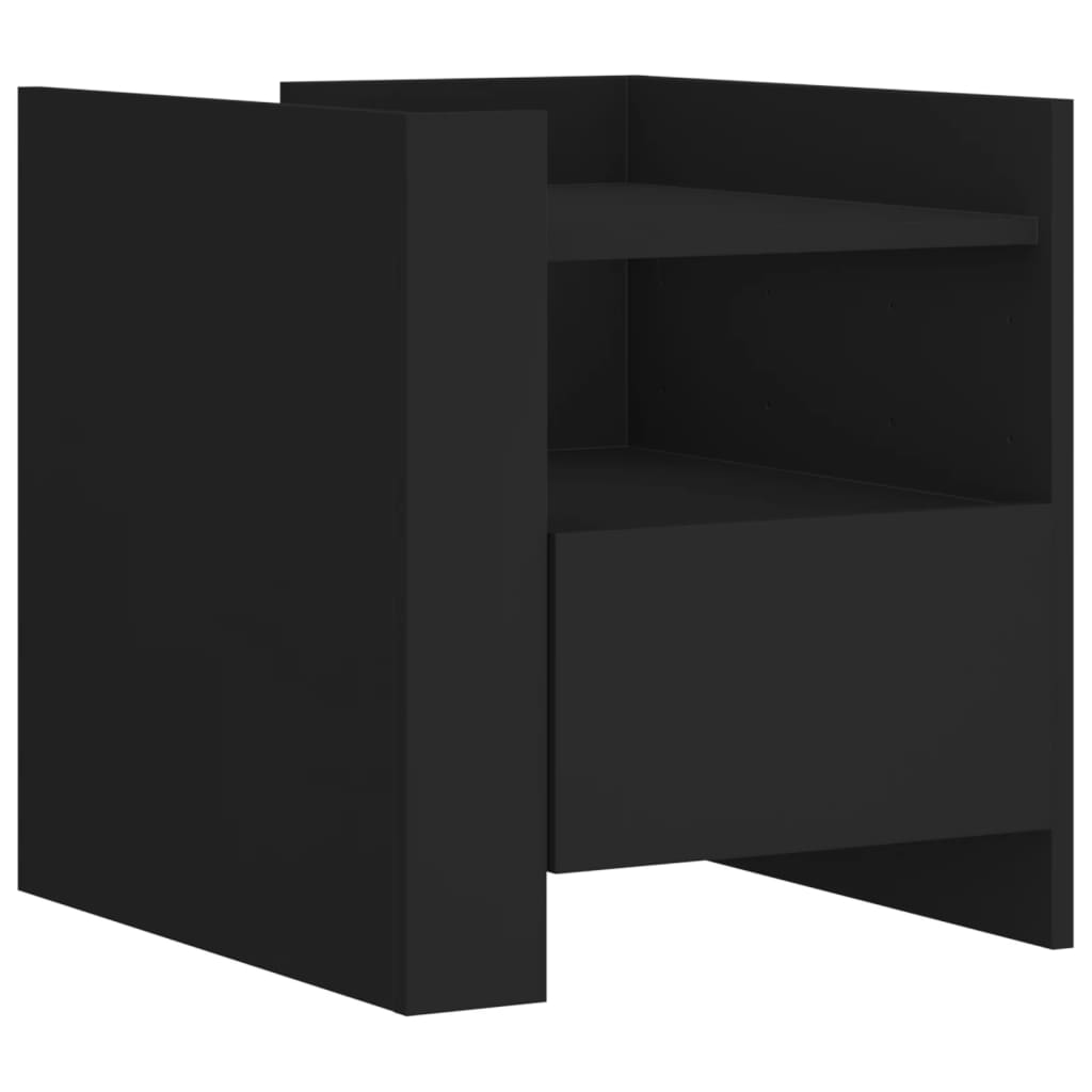 Bedside Table Black 45x50x50 cm Wood Material