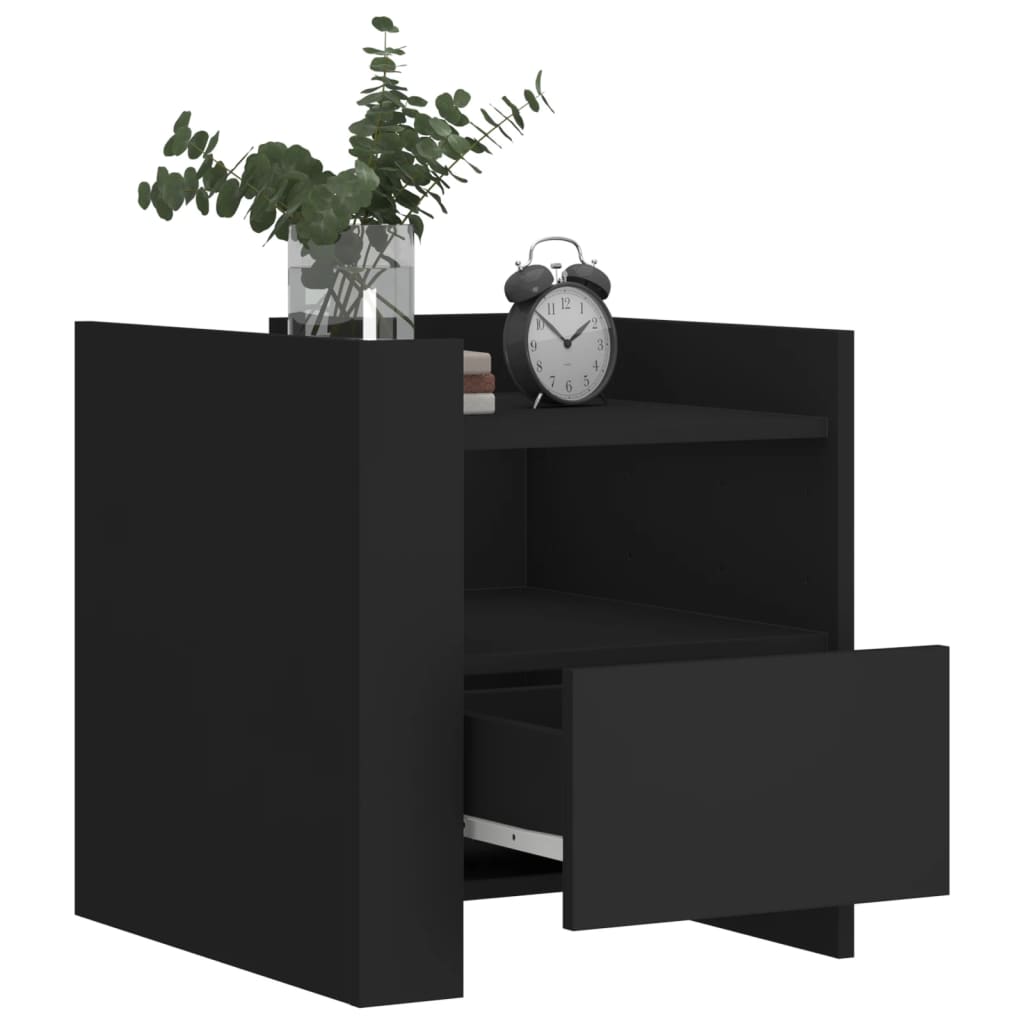 Bedside Table Black 45x50x50 cm Wood Material
