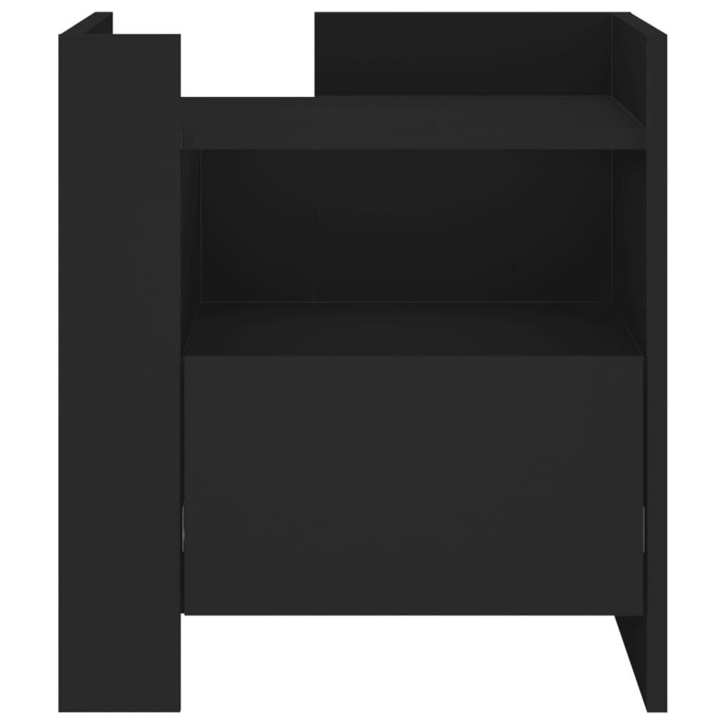Bedside Table Black 45x50x50 cm Wood Material