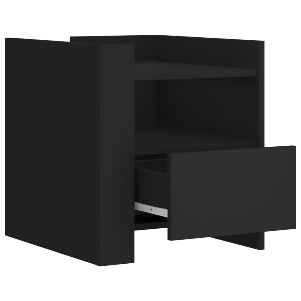Bedside Table Black 45x50x50 cm Wood Material