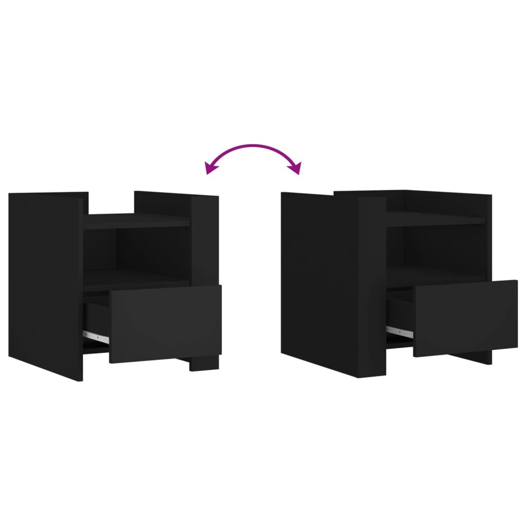 Bedside Table Black 45x50x50 cm Wood Material
