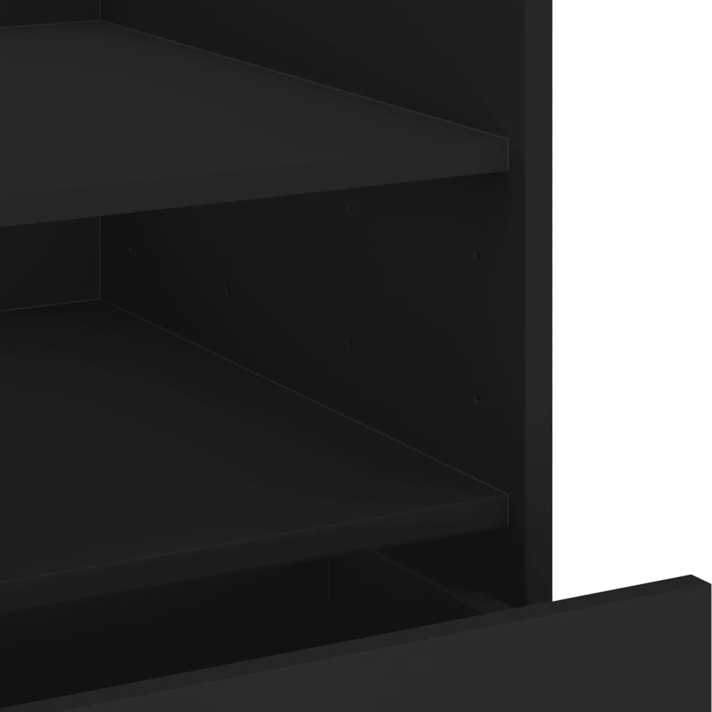 Bedside Table Black 45x50x50 cm Wood Material