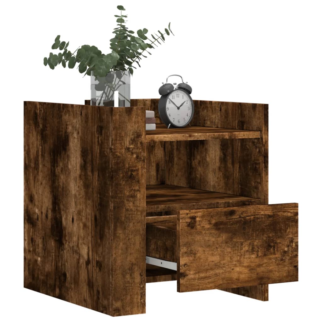 Bedside table smoked oak 45x50x50 cm wood material