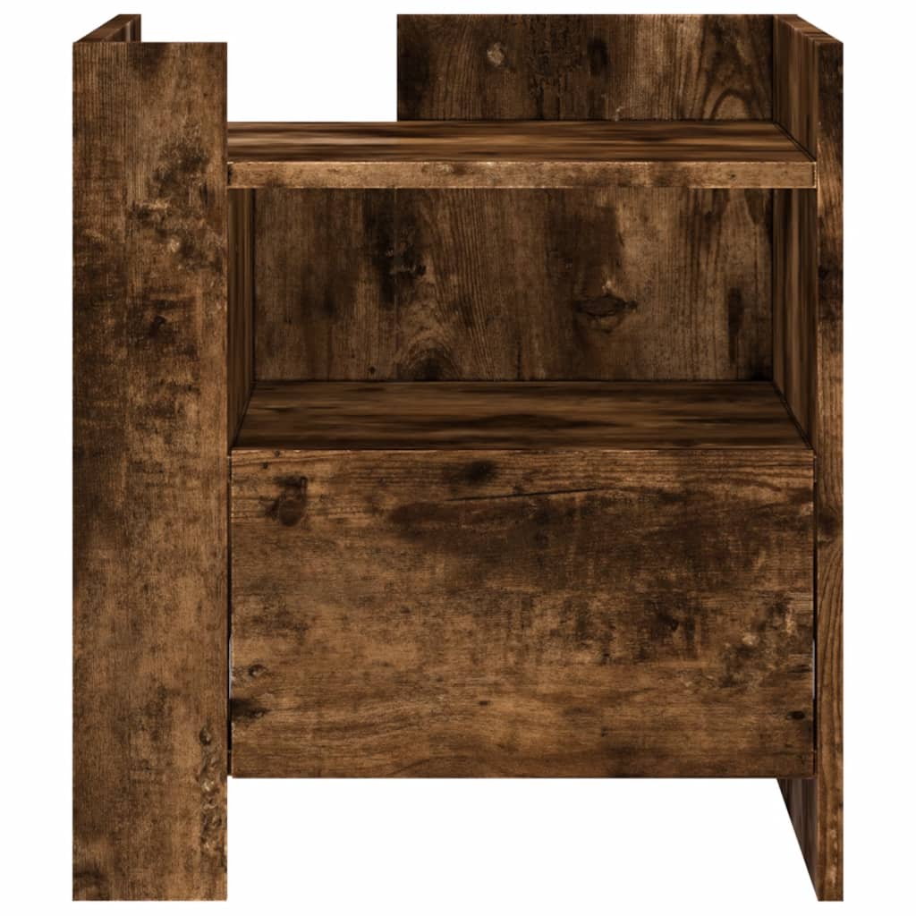 Bedside table smoked oak 45x50x50 cm wood material