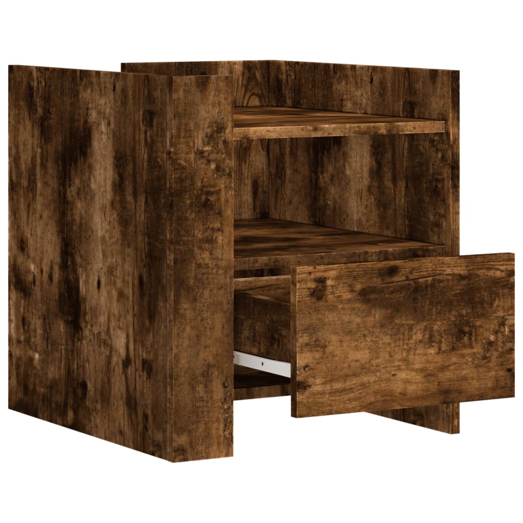Bedside table smoked oak 45x50x50 cm wood material