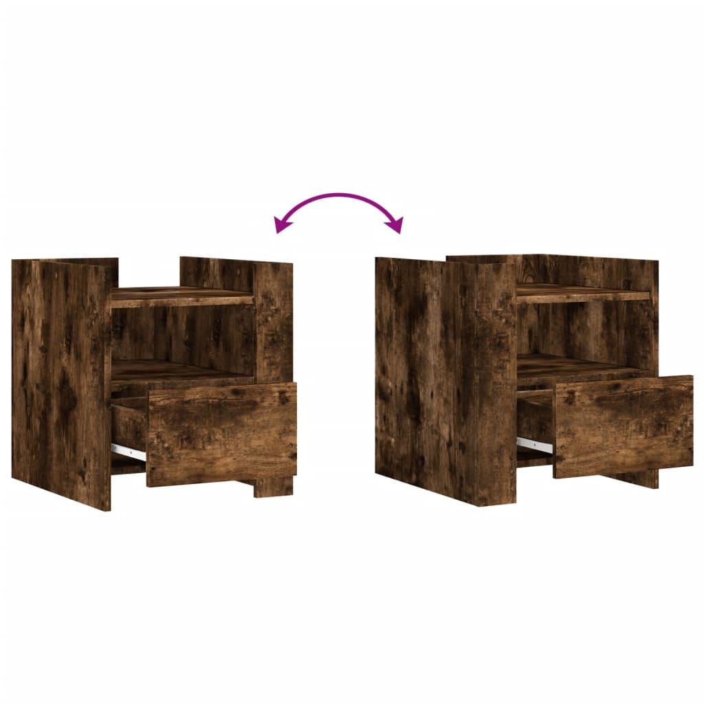 Bedside table smoked oak 45x50x50 cm wood material