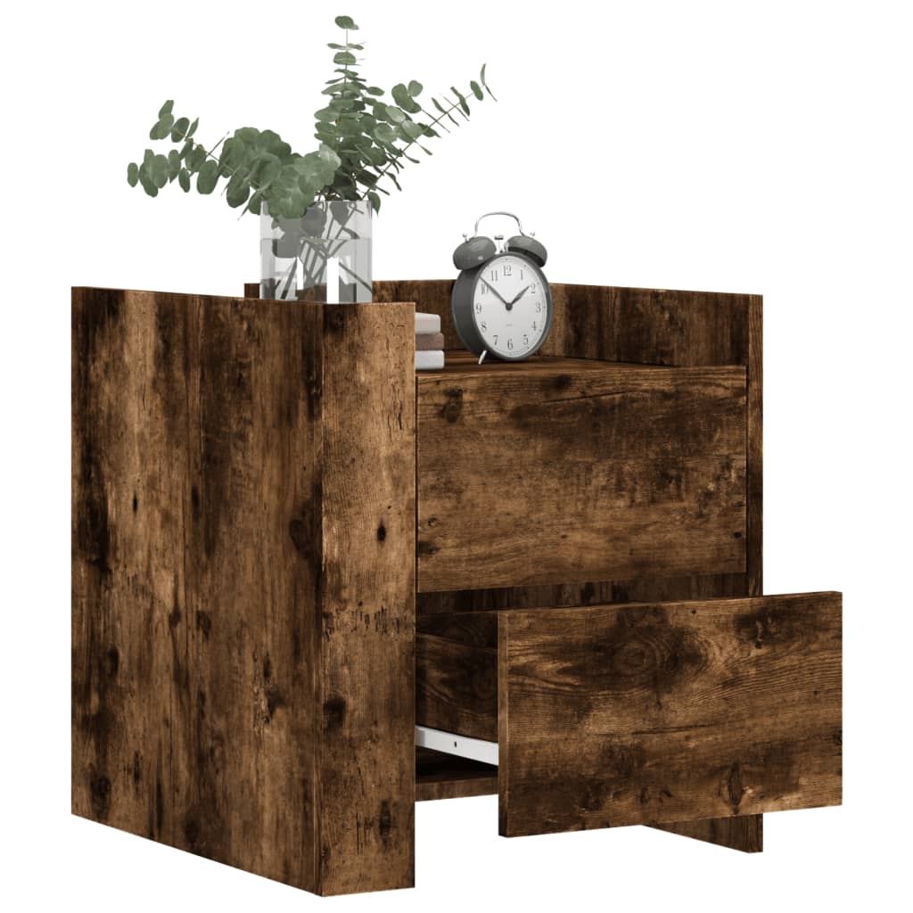 Bedside table smoked oak 45x50x50 cm wood material