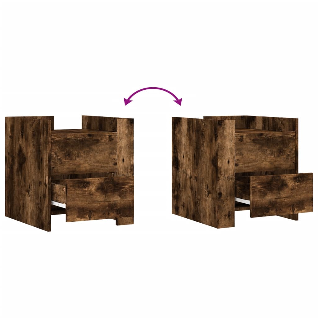 Bedside table smoked oak 45x50x50 cm wood material