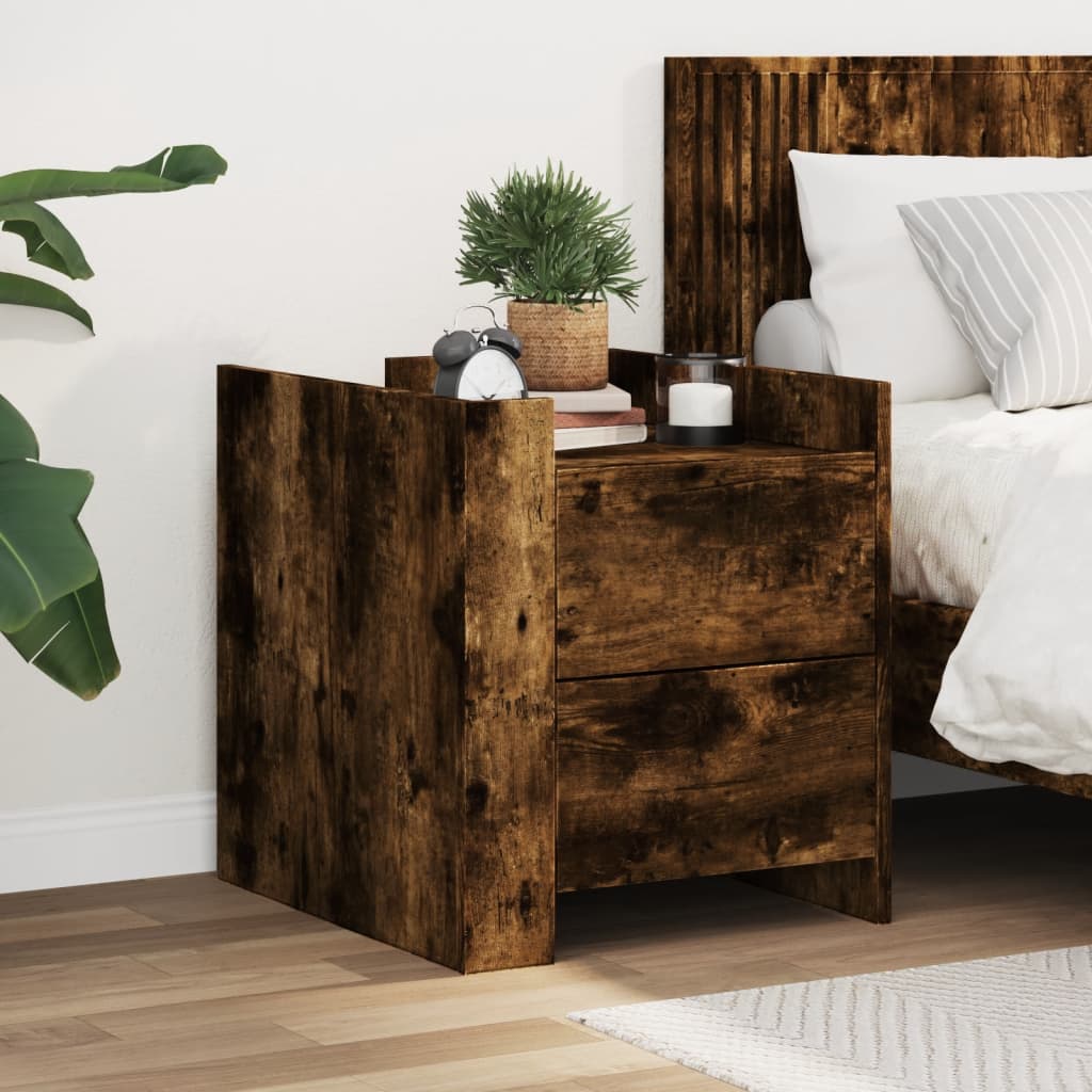 Bedside table smoked oak 45x50x50 cm wood material