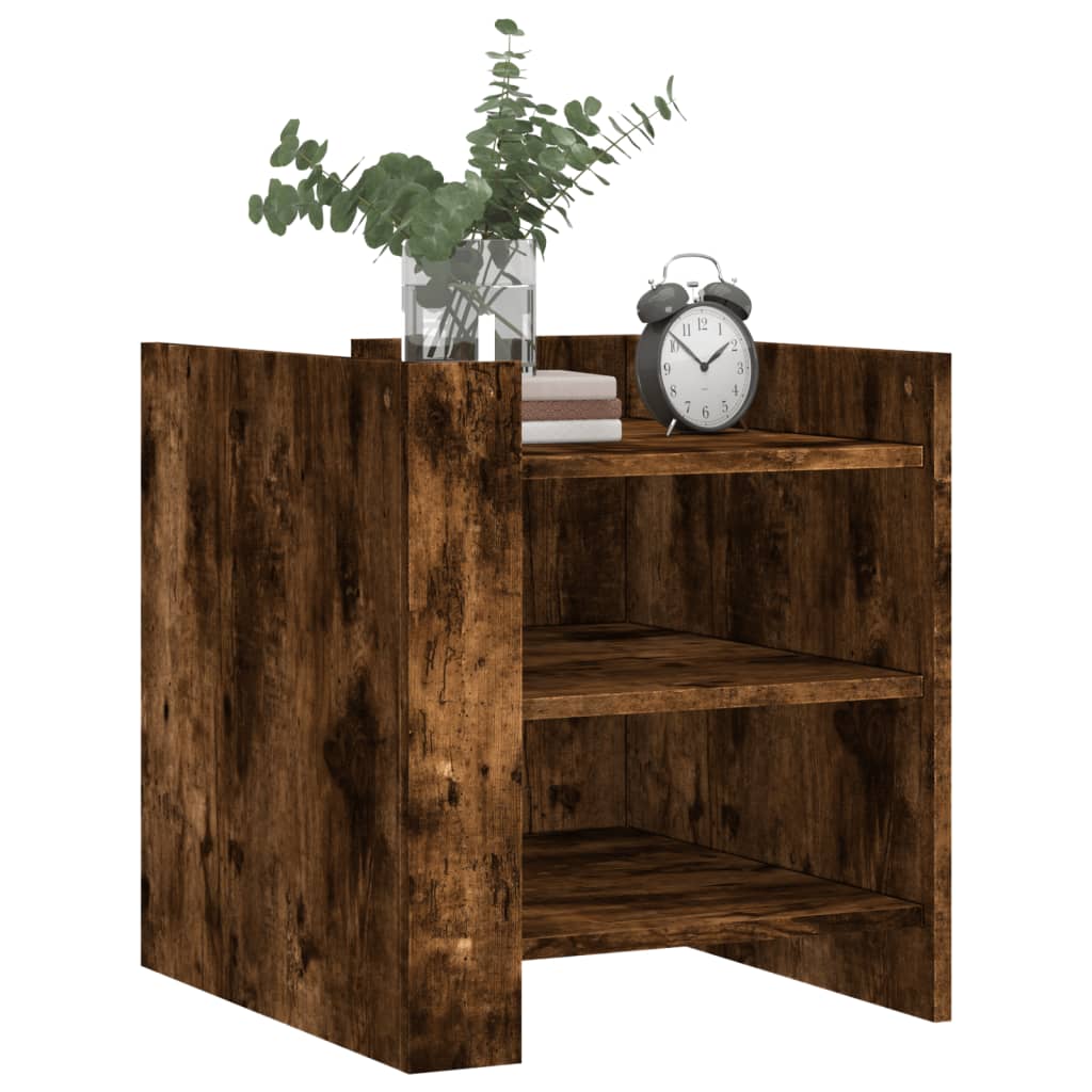 Bedside table smoked oak 45x50x50 cm wood material