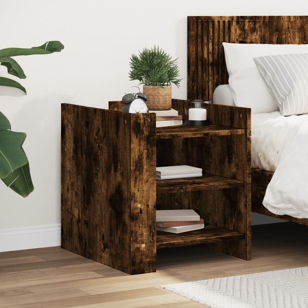 Bedside table smoked oak 45x50x50 cm wood material