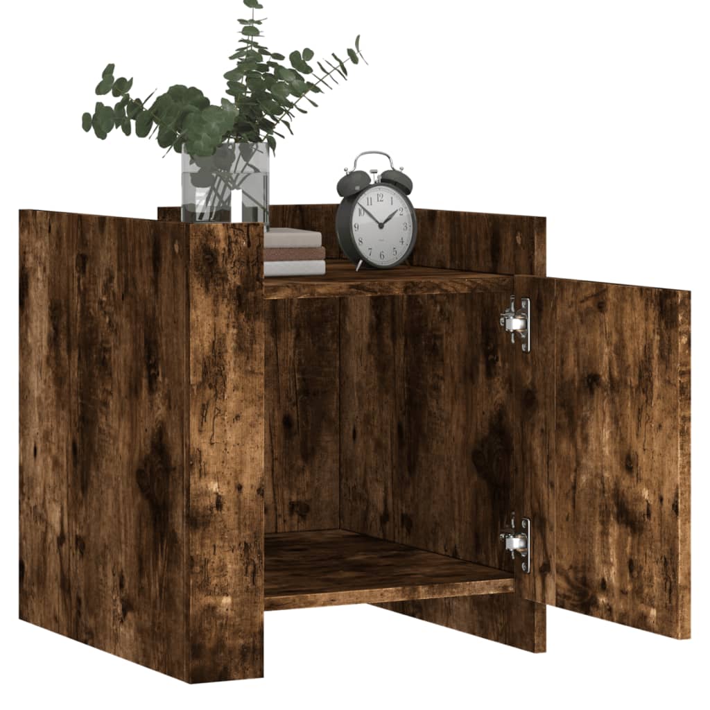 Bedside table smoked oak 45x50x50 cm wood material