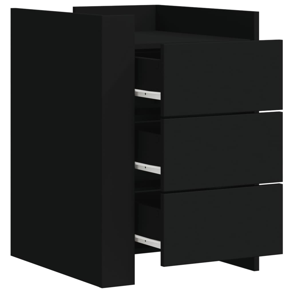 Bedside Table Black 45x50x65 cm Wood Material