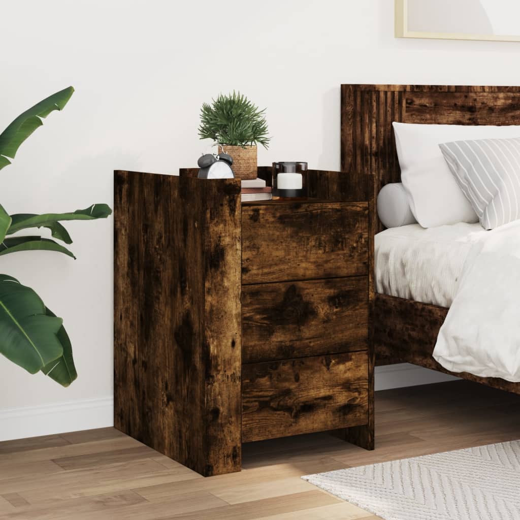 Bedside table smoked oak 45x50x65 cm wood material
