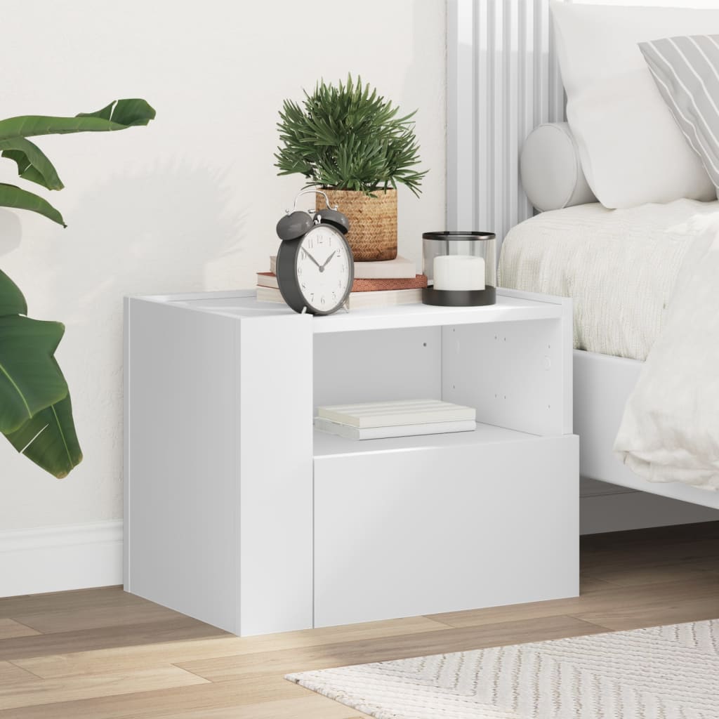 Wall Bedside Table White 45x30x35 cm