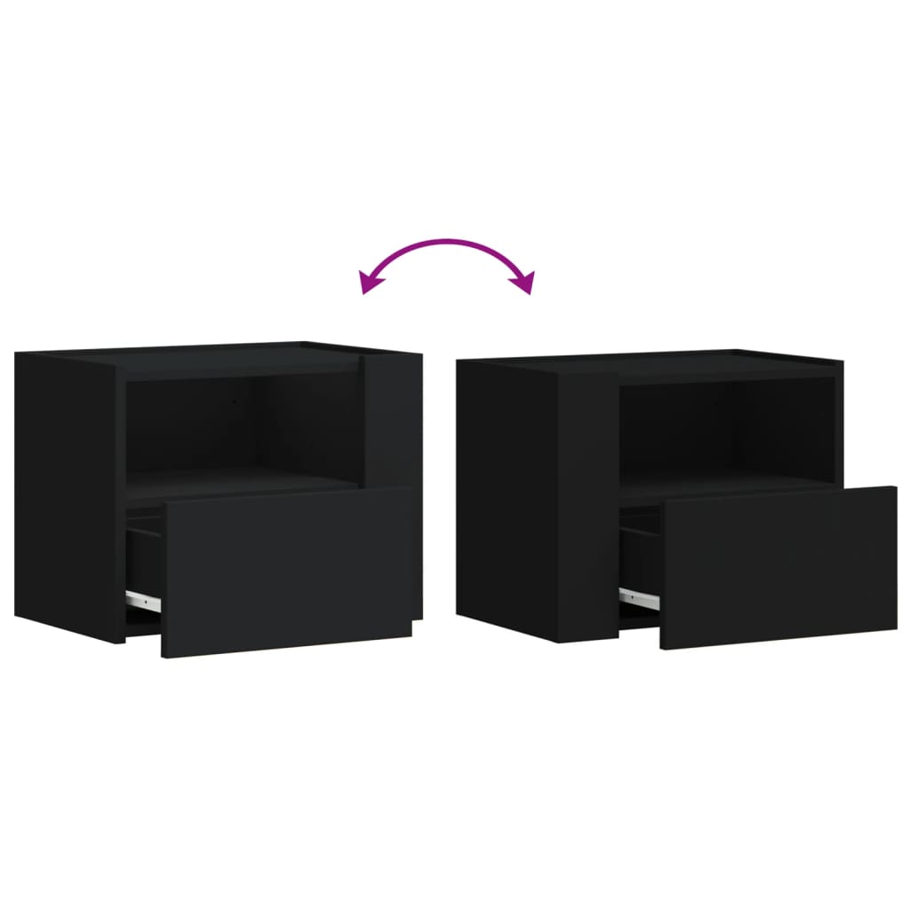Wall Bedside Table Black 45x30x35 cm