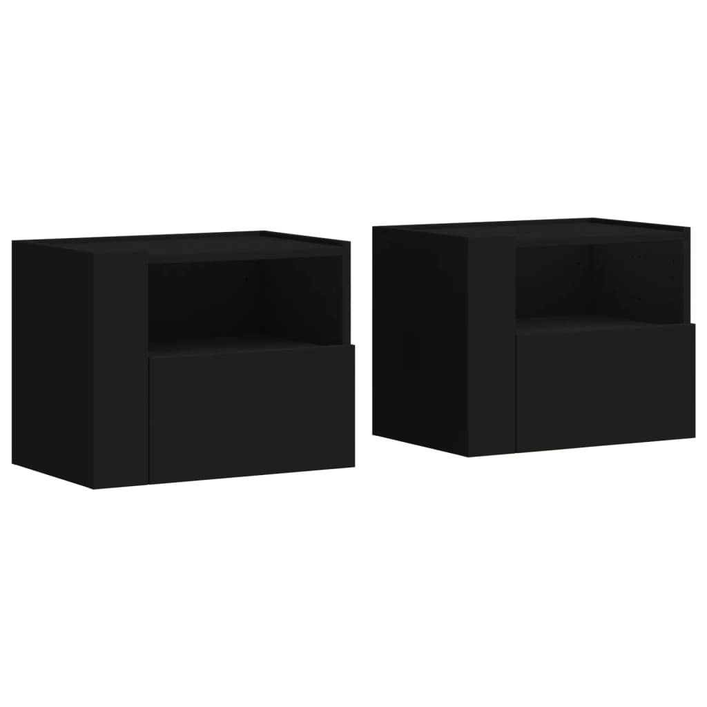Wall Bedside Tables 2 pcs. Black 45x30x35 cm