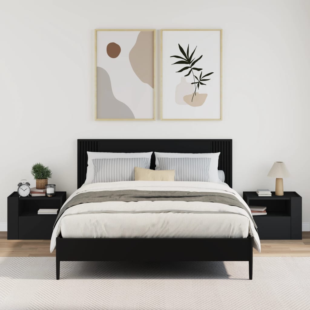 Wall Bedside Tables 2 pcs. Black 45x30x35 cm
