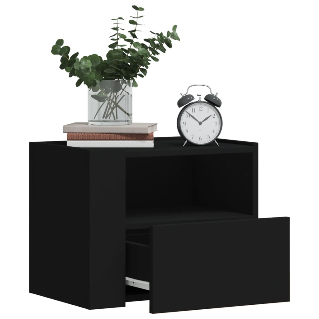 Wall Bedside Tables 2 pcs. Black 45x30x35 cm
