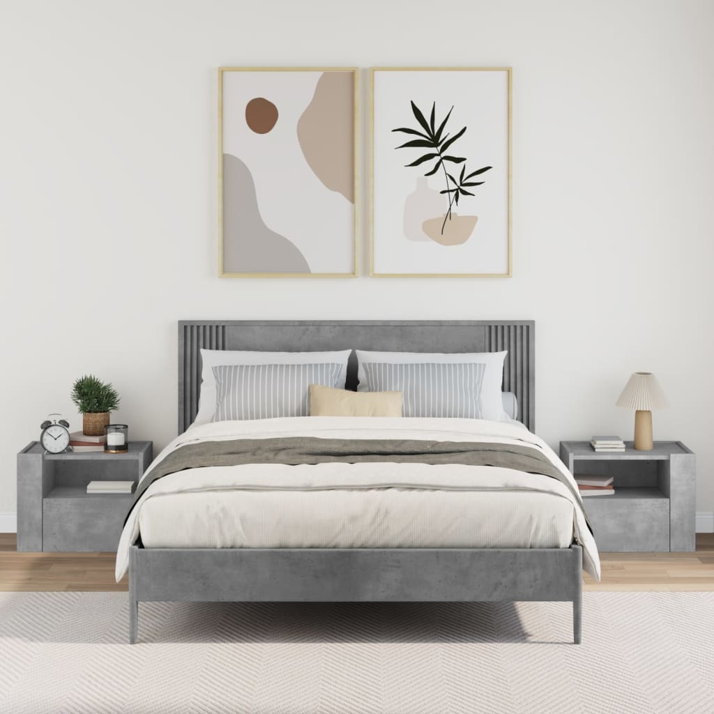 Wall-mounted bedside tables 2 pcs. Concrete grey 45x30x35 cm