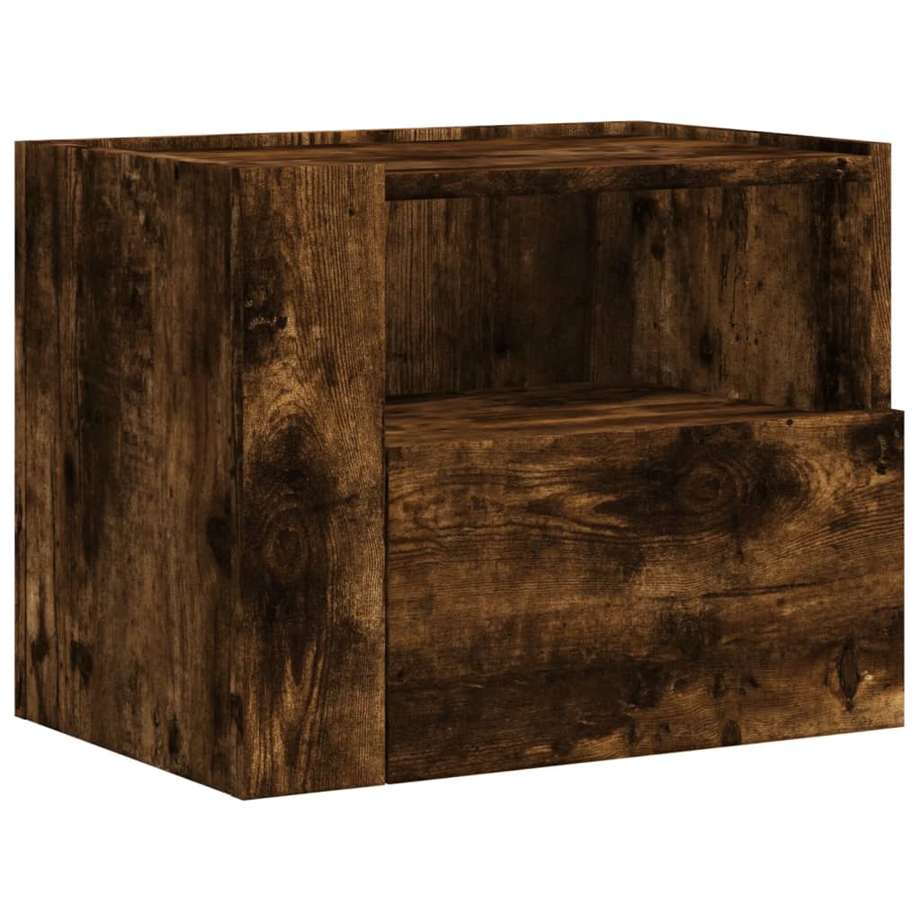 Wall-mounted bedside table smoked oak 45x30x35 cm