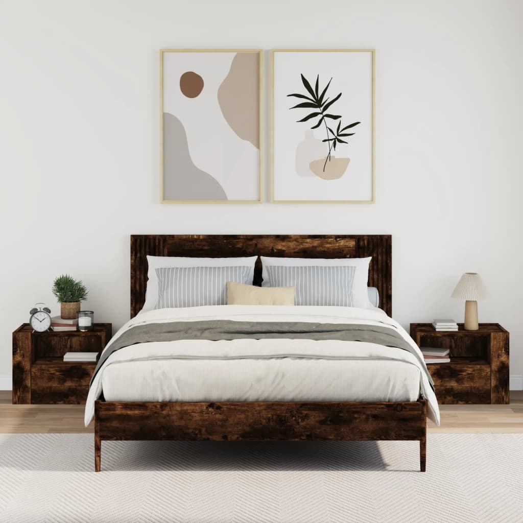 Wall-mounted bedside tables 2 pcs. Smoked oak 45x30x35 cm