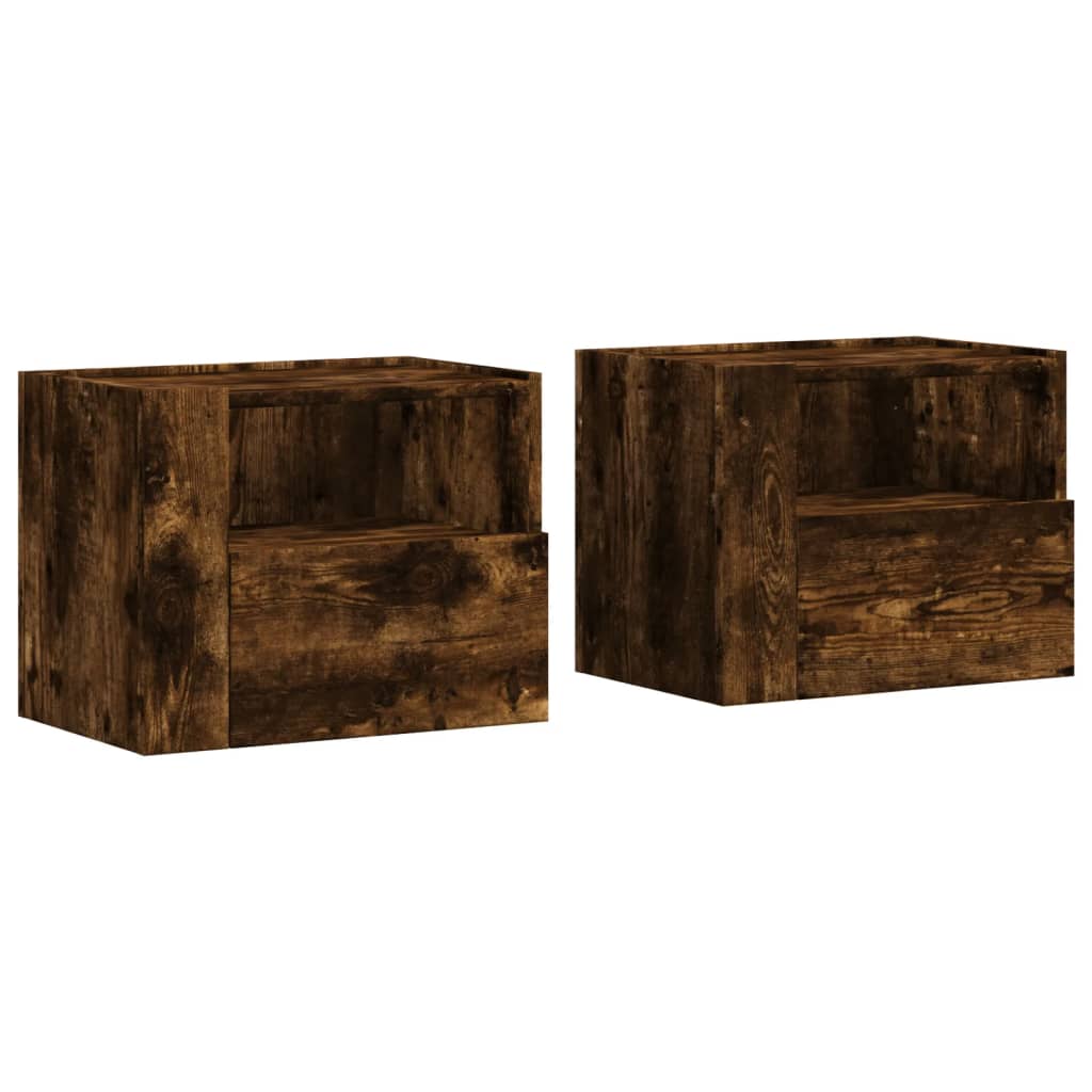 Wall-mounted bedside tables 2 pcs. Smoked oak 45x30x35 cm