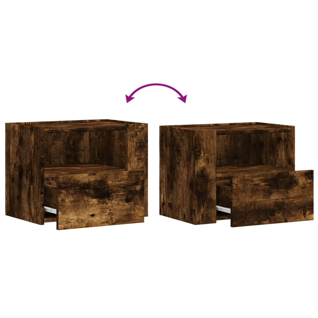 Wall-mounted bedside tables 2 pcs. Smoked oak 45x30x35 cm